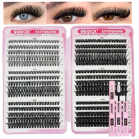 GGOKOK DIY Lash Clusters Kit 30D+40D+50D+60D+80D+100D Fluffy Volume 8-16MM Thick Eyelash Extension Kit Individual Lash Bond and Seal Lash Tweezers(30D-100D,Kit)