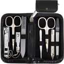 3 Swords Germany - Brand Quality 8 piece Manicure Pedicure Grooming kit Set for Daily nailcare Synthetic Leather case Black in Gift Box - Made by 3 Swords