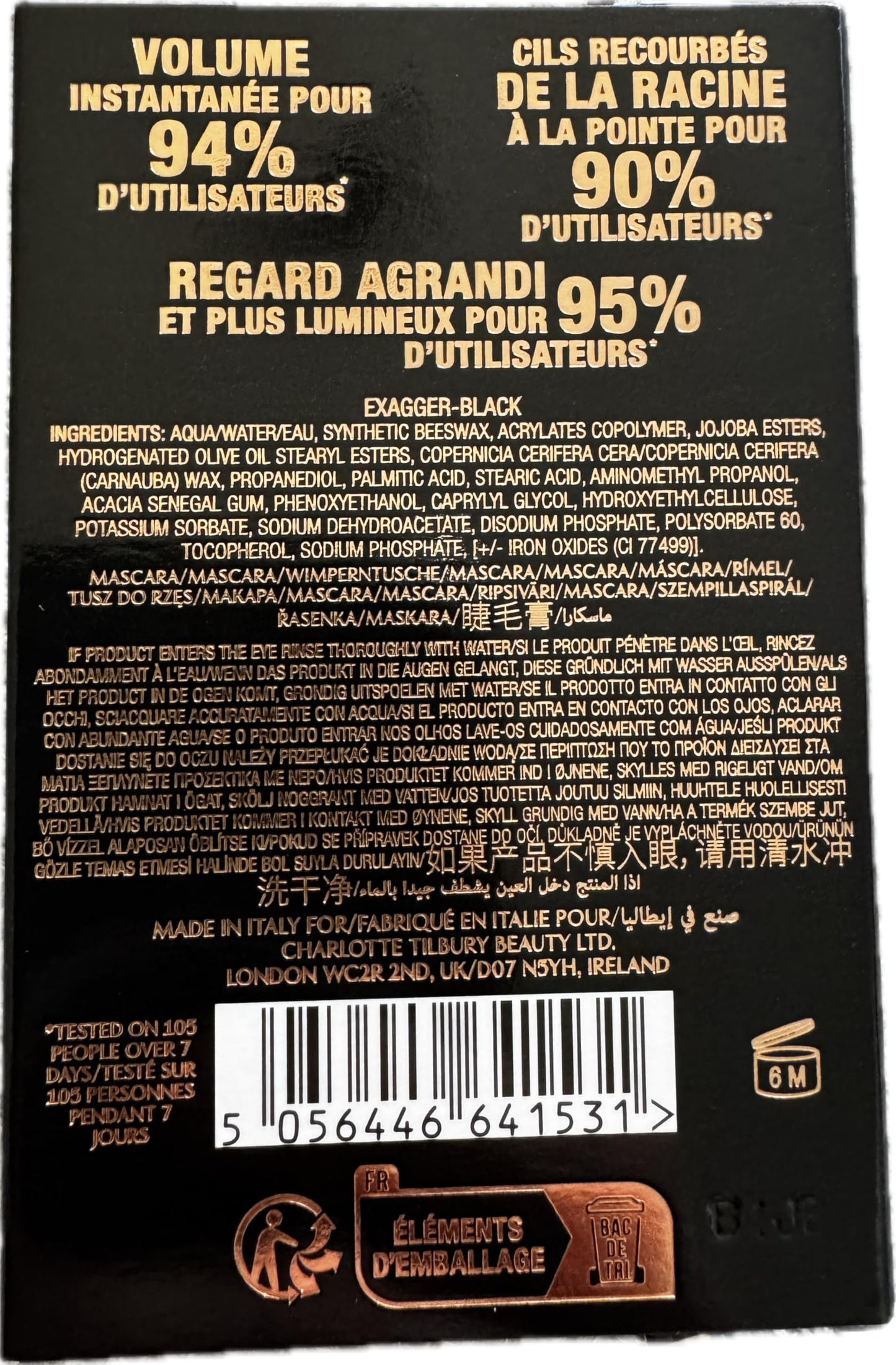 CHARLOTTE TILBURY Charlotte Tilbury | Exagger-Eyes Volume Mascara | Exagger-Black | 4ml