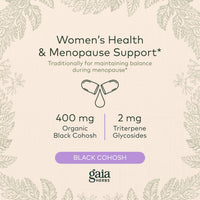 Gaia Herbs Black Cohosh - Menopause Support Supplement to Help Maintain Hormone Balance and Health for Women - with Organic Black Cohosh - 60 Vegan Liquid Phyto-Capsules (30-Day Supply)