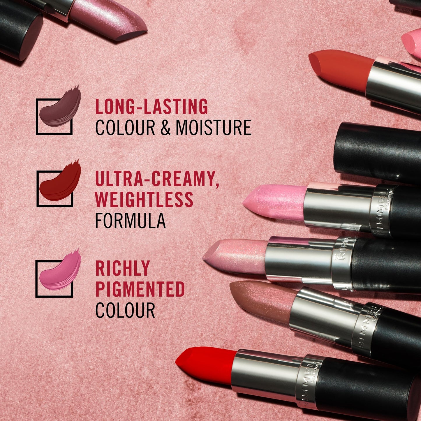 Rimmel Lasting Finish Lipstick 086 Sugar Plum, Creamy Satin Finish, Long Lasting 8 HR Wear, Comfortable Formula, Rich Pigment