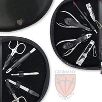 3 Swords Germany - brand quality 10 piece manicure pedicure grooming kit set for professional finger & toe nail care scissors clipper fashion leather case in gift box, Made by 3 Swords (6554)