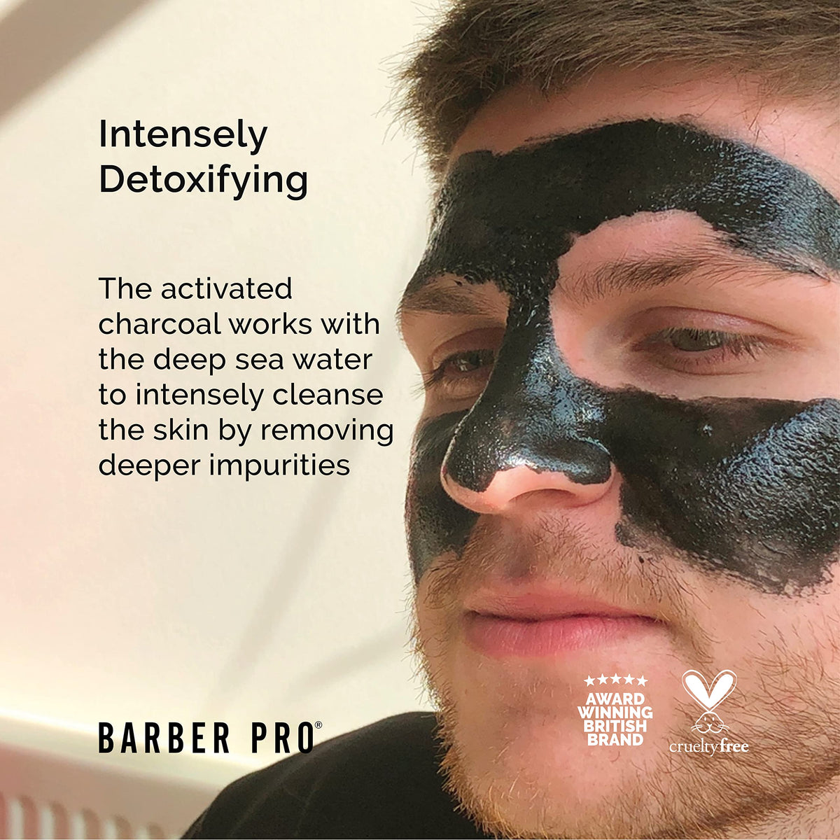 BARBER PRO Face Putty Peel Off Mask with Activated Charcoal | Detoxifying, Cleansing, & Brightening | Peel Off Face Masks | Mens Skincare |