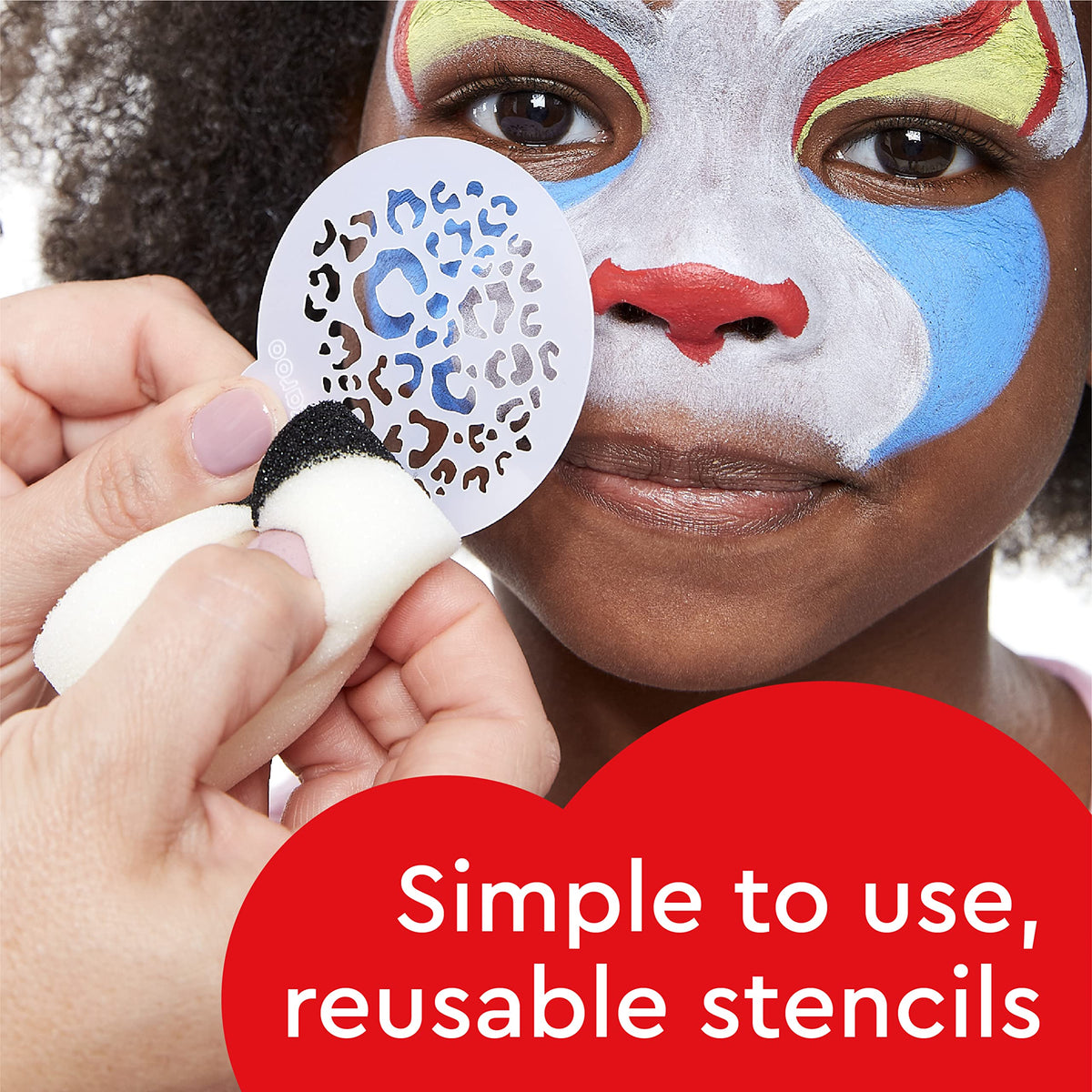 Snazaroo Animal World Face Painting Palette Kit for Kids & Adults, 8 Colours, 13pcs, Stencils, Brush, Sponge, Guide, Water Based, Easily Washable, Non-Toxic, Makeup, Body Painting & Parties
