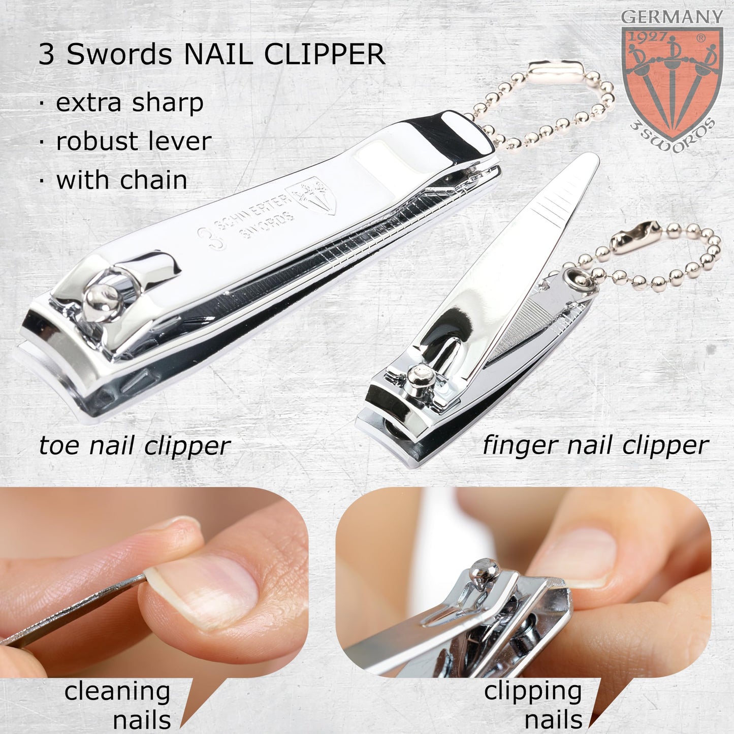 3 Swords Germany - brand quality 6 piece manicure pedicure set for nail care scissors clipper with case by 3 Swords Germany - genuine leather black