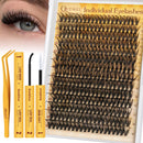 QUEWEL Individual-Eyelashes Kit 280Pcs Cluster Lashes Kit, DIY Lash Extension D Curl Lashes Individual Cluster with Lash Bond and Seal and Lash Tweezers (DJ-40D KIT)