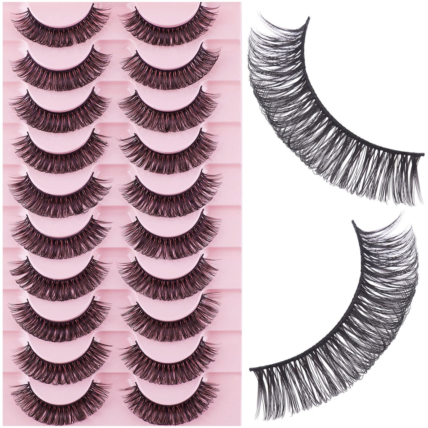 ZDHSOY 10 Pairs False Eyelashes - Russian Strip Lashes,Thick DD Curl Fluffy Wispy Faux Mink Lashes Reusable Natural Soft Eye Lashes (D-002)