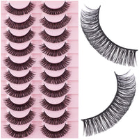 ZDHSOY 10 Pairs False Eyelashes - Russian Strip Lashes,Thick DD Curl Fluffy Wispy Faux Mink Lashes Reusable Natural Soft Eye Lashes (D-002)