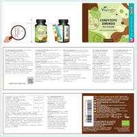 Vegavero Cordyceps Sinensis Organic 13,000 mg | Mushroom Extract 20:1 | 40% Polysaccharides and 0.5% Adenosin | NO Additives | Lab-Tested | Vegan