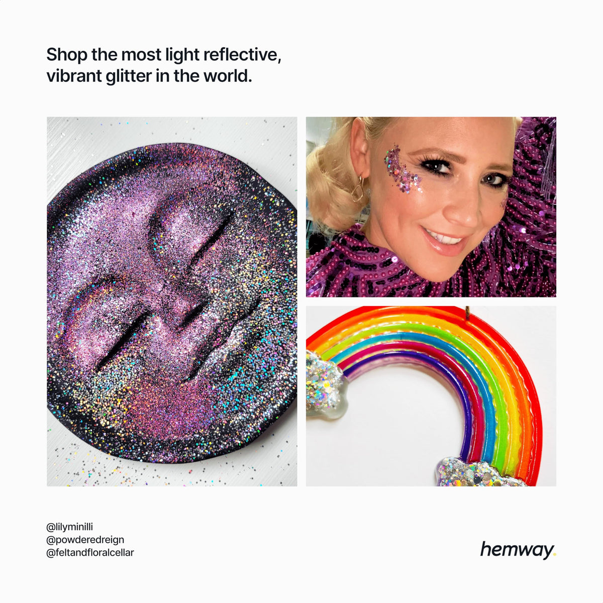 Hemway Gold Purple Holographic Mix Glitter Chunky Multi Purpose Dust Powder Arts & Crafts Halloween Decorations Costumes Scary Makeup Face Eye Body Nails Skin Hair Festival 100g