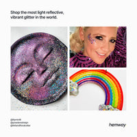 Hemway Gold Purple Holographic Mix Glitter Chunky Multi Purpose Dust Powder Arts & Crafts Halloween Decorations Costumes Scary Makeup Face Eye Body Nails Skin Hair Festival 100g