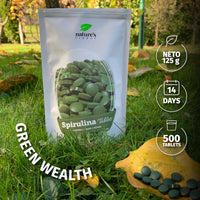 Nature's Finest by Nutrisslim Spirulina Tablets 250mg per Tablet (500 Tablets), 100% Organic Herbal Supplements, Natural Iron and Chlorophyll Source, Immune Booster Supplement - Vegan