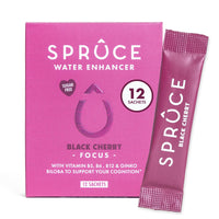 Spruce Sugar-Free, Low Calorie Water Enhancer With Ginkgo Biloba – Antioxidant – Supports Cognition, Focus & Memory, Hydration Powder With Vitamins & Minerals - Black Cherry, 12 Sachets