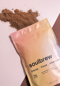 SoulBrew Rise - Mushroom Coffee Alternative - with Lion's Mane, Cordyceps, Chaga, Maca, Ashwagandha & Cacao – Gut Friendly Nootropic Superfood with Adaptogens for Energy & Focus - Vegan - 30 Servings