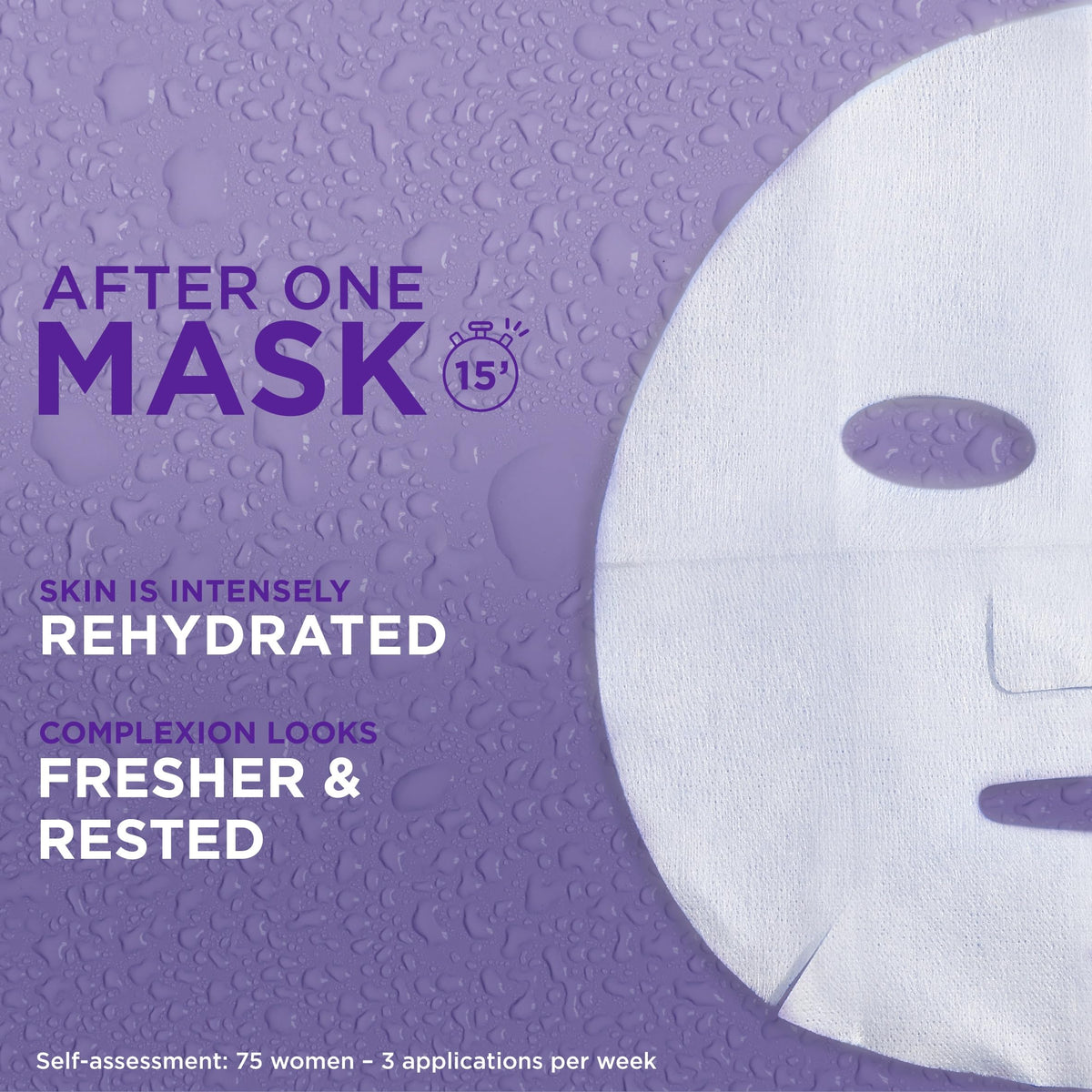 Garnier Moisture Bomb Lavender and Hyaluronic Acid Sheet Mask, Hydrating & Relaxing Face Mask, With Lavender Essential Oil To Revive Fatigued Skin, Biodegradable and Vegan Tissue, 28g