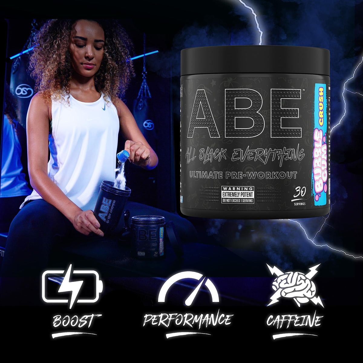 Applied Nutrition Bundle ABE Pre Workout 375g + 700ml Protein Shaker | All Black Everything Pre Workout Powder, Energy & Physical Performance with Creatine, Beta Alanine (Candy Ice Blast)
