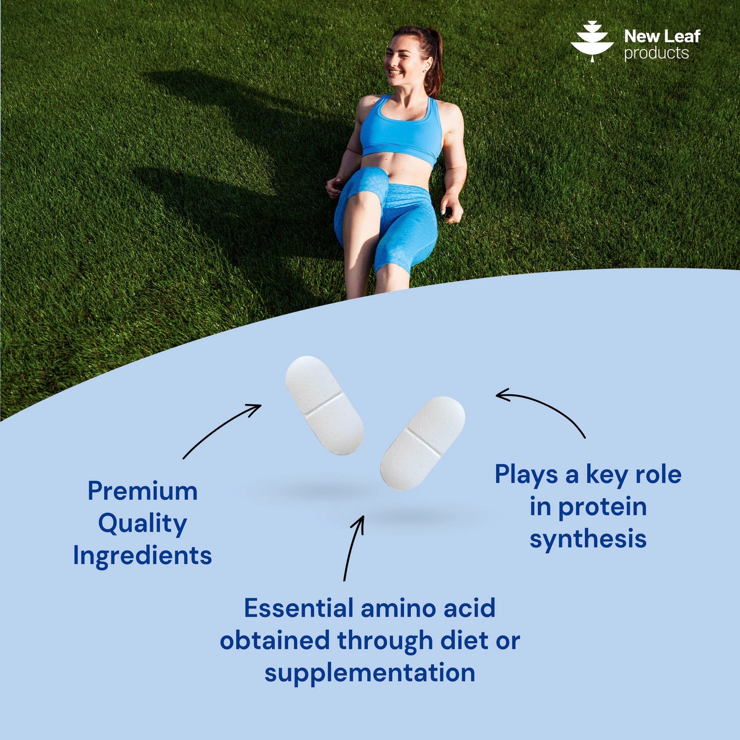 NEW LEAF PRODUCTS L-Lysine Tablets 2000mg - High Strength Lysine Nutritional Supplements - Essential Amino Acid L Lysine - 120 Vegan Lysine Tablets 2 Month Supply Made in The UK By New Leaf