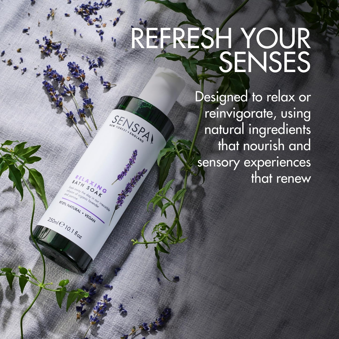 SenSpa Relaxing Lavender Bath Soak - 250ml Vegan Bubble Bath for Women & Men, Luxury Natural Bubble Bath Wash with Organic Lavender, Bath Additives Spa Gifts - Mens/Womens Luxury Bath Products