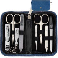 3 Swords Germany - brand quality 8 piece manicure pedicure grooming kit with glass nail file (490)
