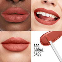 Rimmel London Lasting Mega Matte Liquid Lipstick, Long-Lasting, Hydrating, Vegan Formula - 600 - Coral Sass, 7.4ml