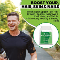 Supplements Wise Biotin Hair Growth Supplement- 120 X 10000mcg Biotin Tablets - Thicker Hair and Fuller Beard - Faster Nail Growth - Healthy Skin - For Men or Women - Max Strength Hair Vitamins - Vitamin B7 Supplement