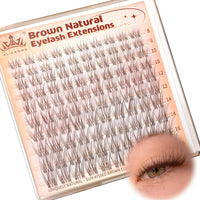 ALICROWN HAIR Brown Lash Clusters Natural Eyelash Clusters Wispy Individual Lash Extensions Brown Eyelash Extensions with Clear Bands Short DIY Eyelash Extensions at Home 100Pcs 8mm-16mm