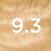 Garnier Olia 9.3 Gold Light Blonde, oil-powered, no-ammonia. 100% grey coverage. Luminous, long-lasting, vibrant gold light blonde color with exceptional shine.