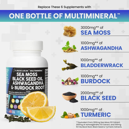 Clean Nutraceuticals MultiMineral™ Sea Moss Black Seed, 60 Capsules