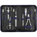 marQus Solingen Manicure Set for Women and Men - 12-Piece Professional Pedicure Kit - Presented in a Genuine Leather Case - Perfect for Travel, as a Gift, or for Home Use, Darkblue