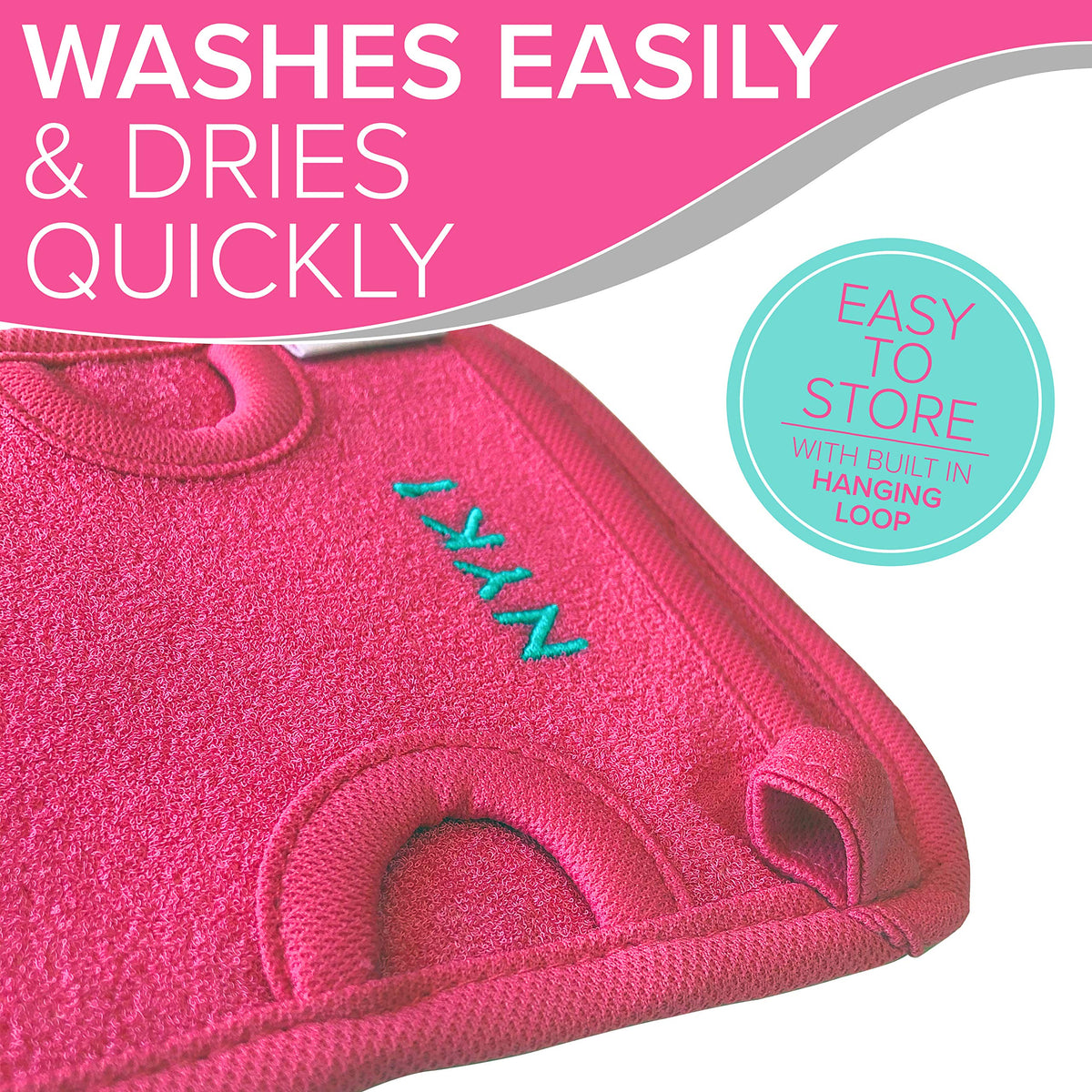 DEEP Exfoliation Body Exfoliator Mitt for Dead Skin Removal (Pink) NYK1 Exfolimitt Exfoliating Glove for Smooth, Healthy & Glowing Skin - Washable, Quick-Drying & Gentle On Skin