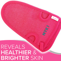 DEEP Exfoliation Body Exfoliator Mitt for Dead Skin Removal (Pink) NYK1 Exfolimitt Exfoliating Glove for Smooth, Healthy & Glowing Skin - Washable, Quick-Drying & Gentle On Skin