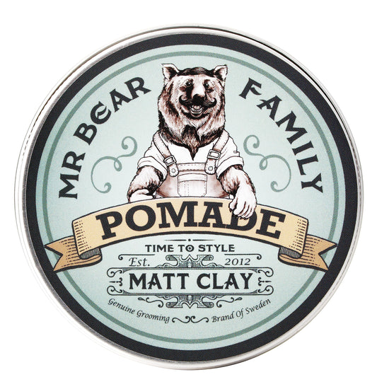 Mr Bear Family Matte Hair Pomade for Men – Medium Hold Water Based Mens Hair Styling Pomade Contains Volumising Kaolin Clay + Bentonite Clay – Non Greasy Texturising Matt Pomade for Effective Frizz Control 100ml