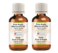 Greenwood Essential Pure Argan (Moroccan) Oil (Argania spinosa) Cold Pressed (Pack of Two) 100ml X 2 (6.76 oz)