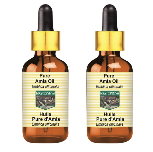 DEVPRAYAG Devprayag Pure Amla Oil (Emblica officinalis) with Glass Dropper Natural Therapeutic Grade (Pack of Two) 100mlx2 (6.76 oz)