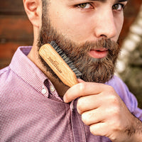 ZilberHaar - Regular Vegan Beard Brush - Stiff Natural Bristles, Mexican Tampico Fiber and Oiled Walnut Wood - Animal-Free Beard Grooming Brush for Men - Made in Europe