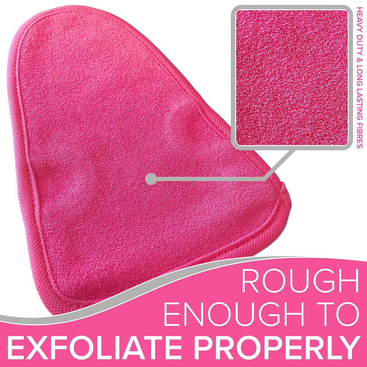 DEEP Exfoliation Body Exfoliator Mitt for Dead Skin Removal (Pink) NYK1 Exfolimitt Exfoliating Glove for Smooth, Healthy & Glowing Skin - Washable, Quick-Drying & Gentle On Skin
