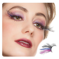 Dorisue P4 One Pair Red Blue Feathered Eyelashes Coloured Rainbow show False Eyelash Fake Lashes