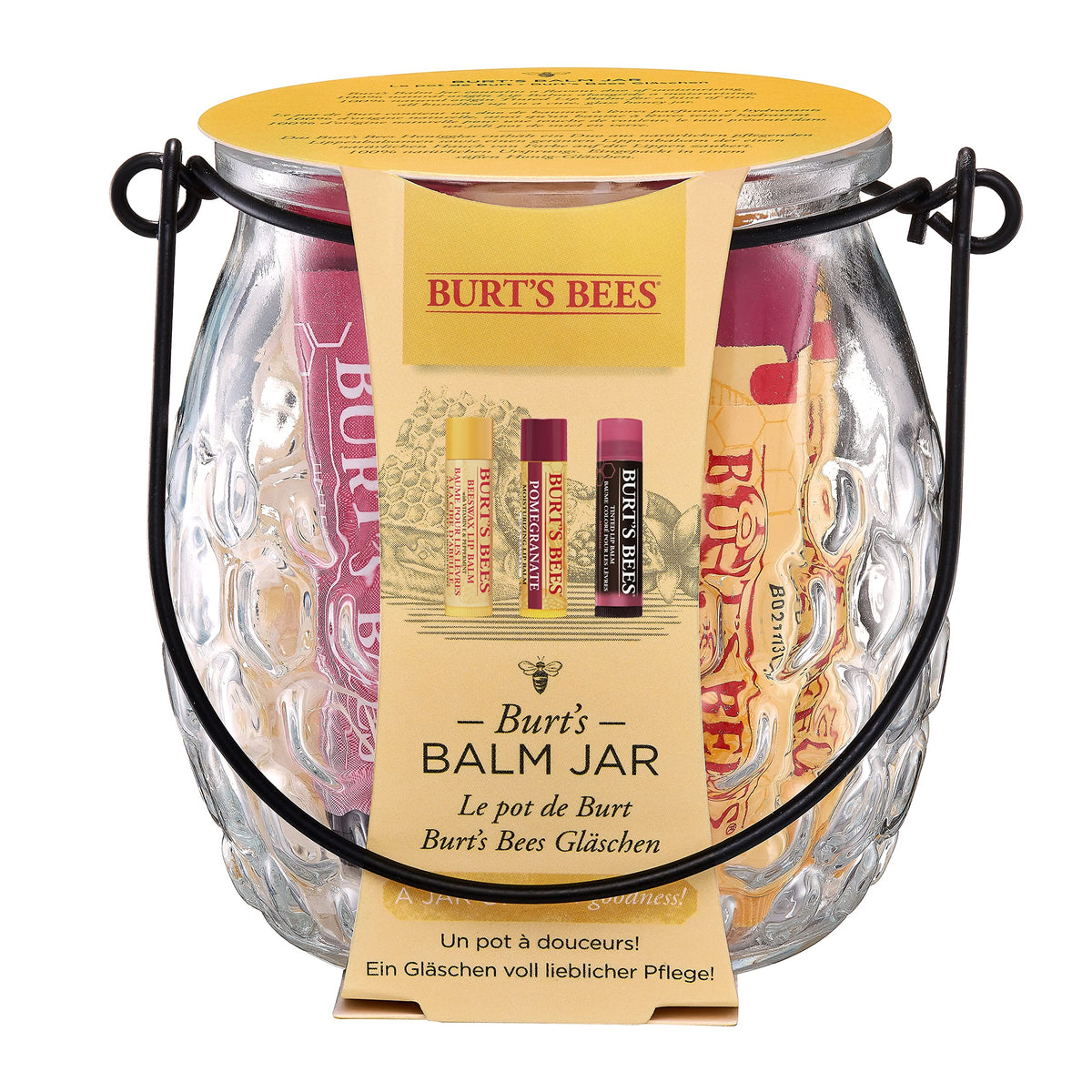 Burt's Bees Gift Set For Women, Beeswax Lip Balm, Pomegranate, Hibiscus Tinted, Balm Jar, 3x4.25g