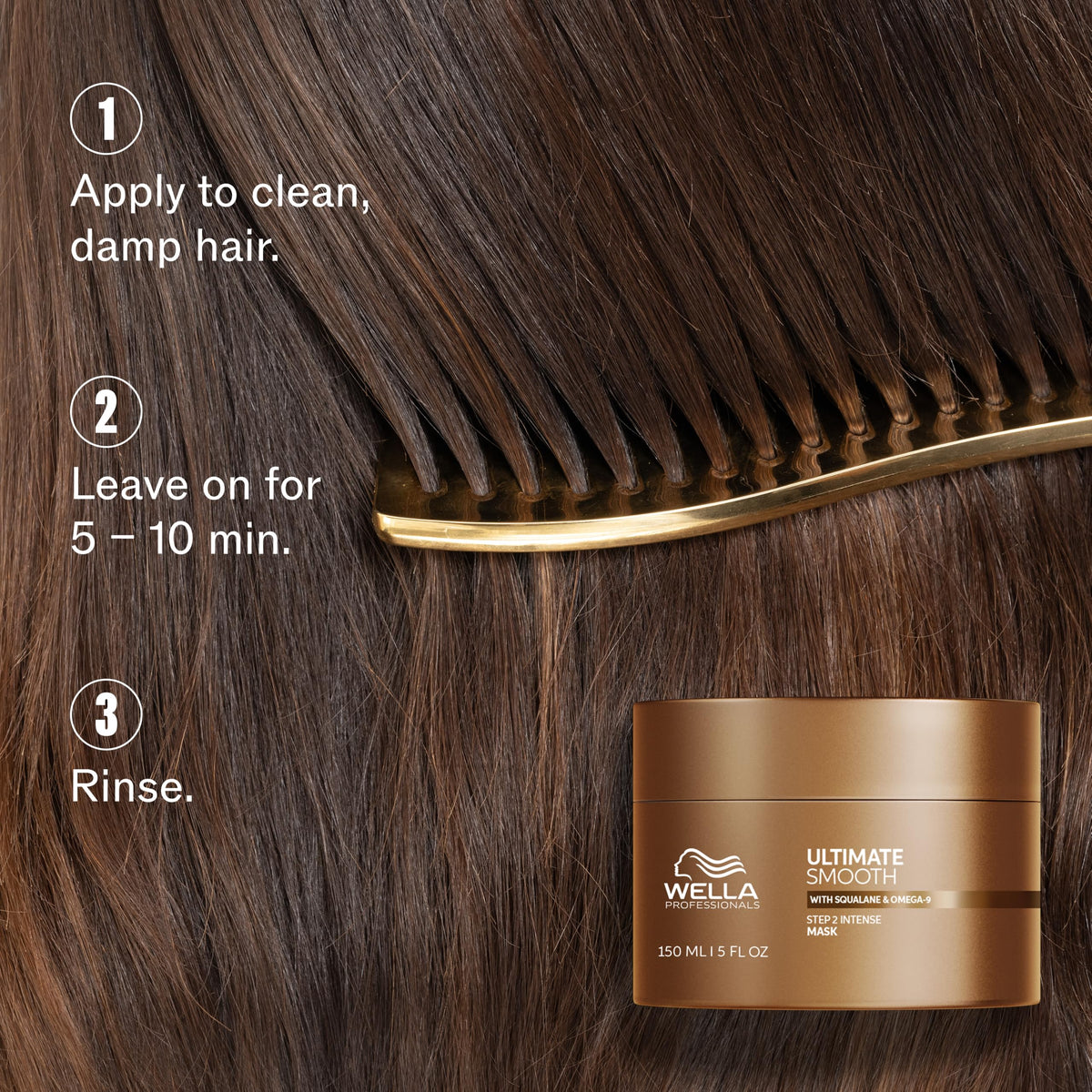 Wella Professionals ULTIMATE SMOOTH Hair Mask - Nourishing Hair Treatment With Squalane & Omega 9 - For Dry, Dull & Frizzy Hair (75ml)