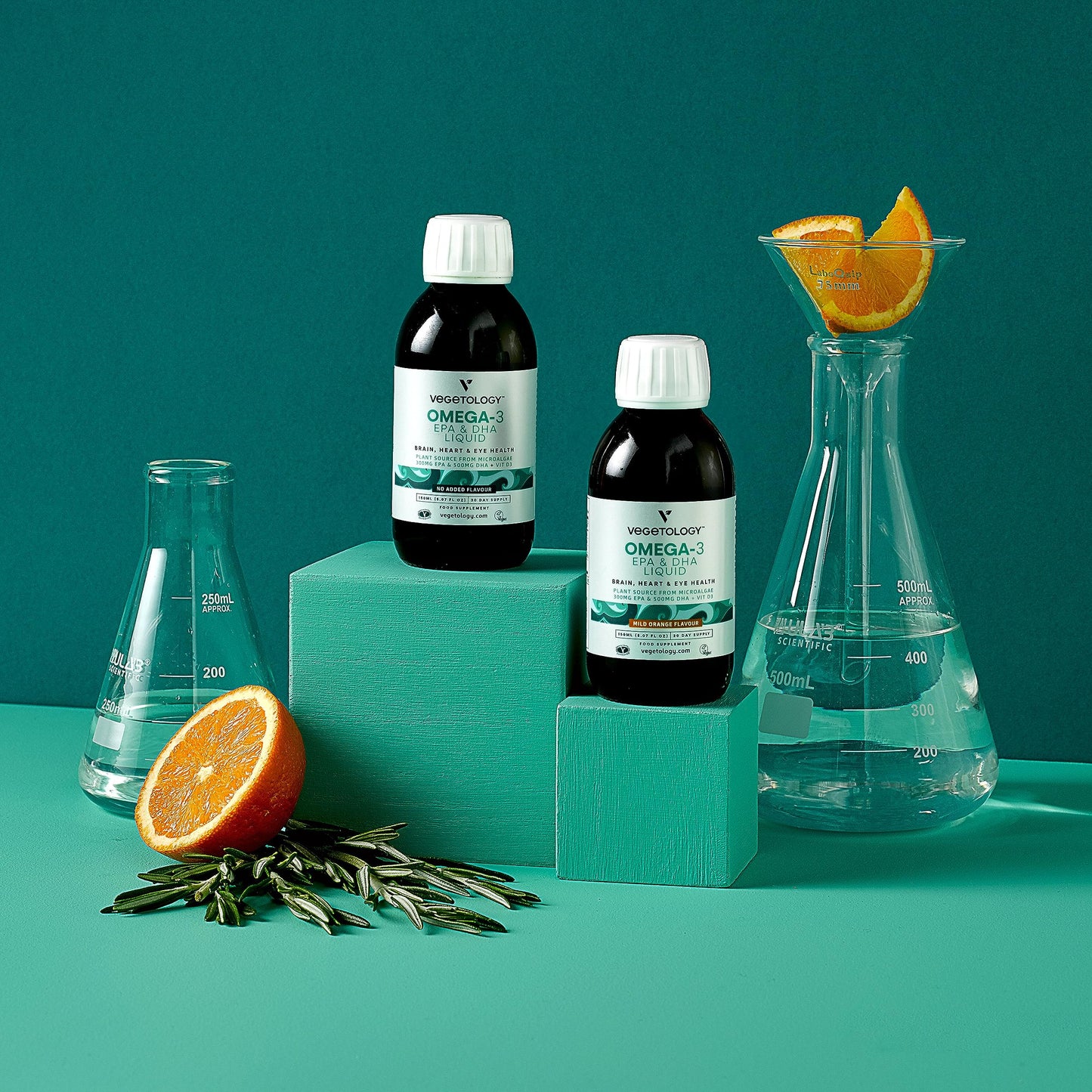 Vegetology Omega 3 | Vegan Omega 3 from Microalgae | Mild Orange Flavoured Liquid | Stronger Than Fish-Based Supplements | 100% Natural & UK Made | Vegan Omega Fish Oil Alternative