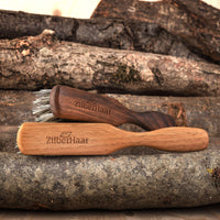 ZilberHaar - Regular Vegan Beard Brush - Stiff Natural Bristles, Mexican Tampico Fiber and Oiled Walnut Wood - Animal-Free Beard Grooming Brush for Men - Made in Europe