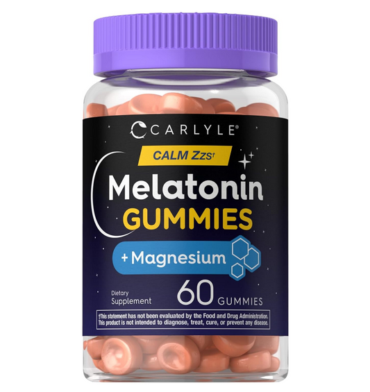 Carlyle Melatonin Gummies 10mg | with Magnesium Citrate | 60 Count | Vegan Formula | Non-GMO, Gluten Free