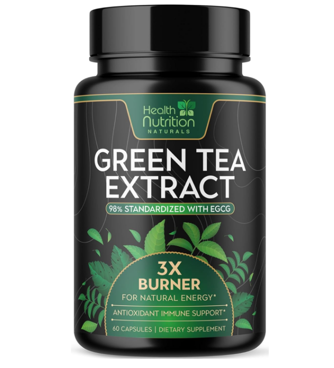 Green Tea Extract Pills - 98% Standardized EGCG 1300mg 3X Extra Strength for Natural Energy -60 Capsules