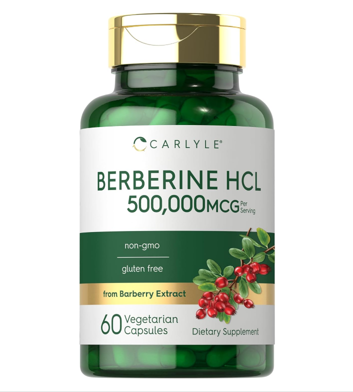 Berberine Supplement 500,000mcg | 60 Capsules | Berberine HCL | Vegetarian, Non-GMO, Gluten Free