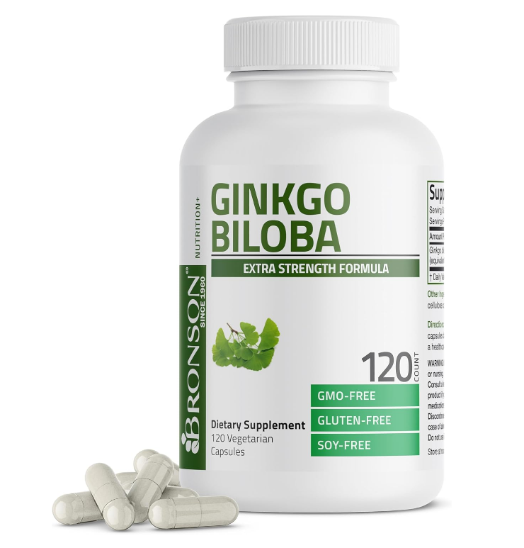 Bronson Ginkgo Biloba Extra Supports Brain Function & Memory Support, 120 Vegetarian Capsules