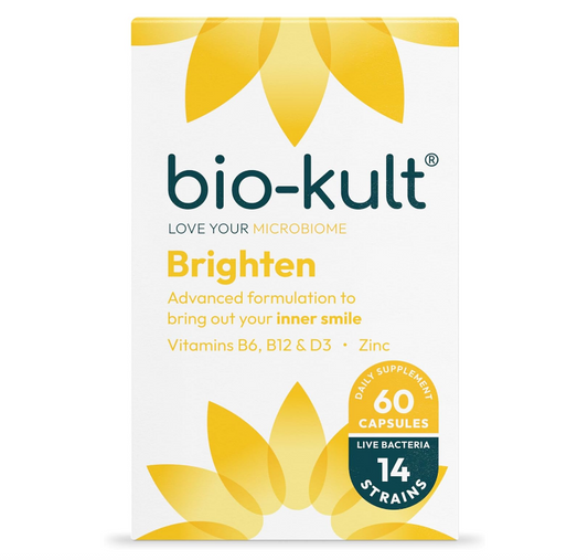 Bio-Kult Brighten – to Bring Out Your Inner Smile, with 14 Strains of Live Bacteria, Vitamins B6, B12, & D, Zinc & Magnesium - 60 Capsules