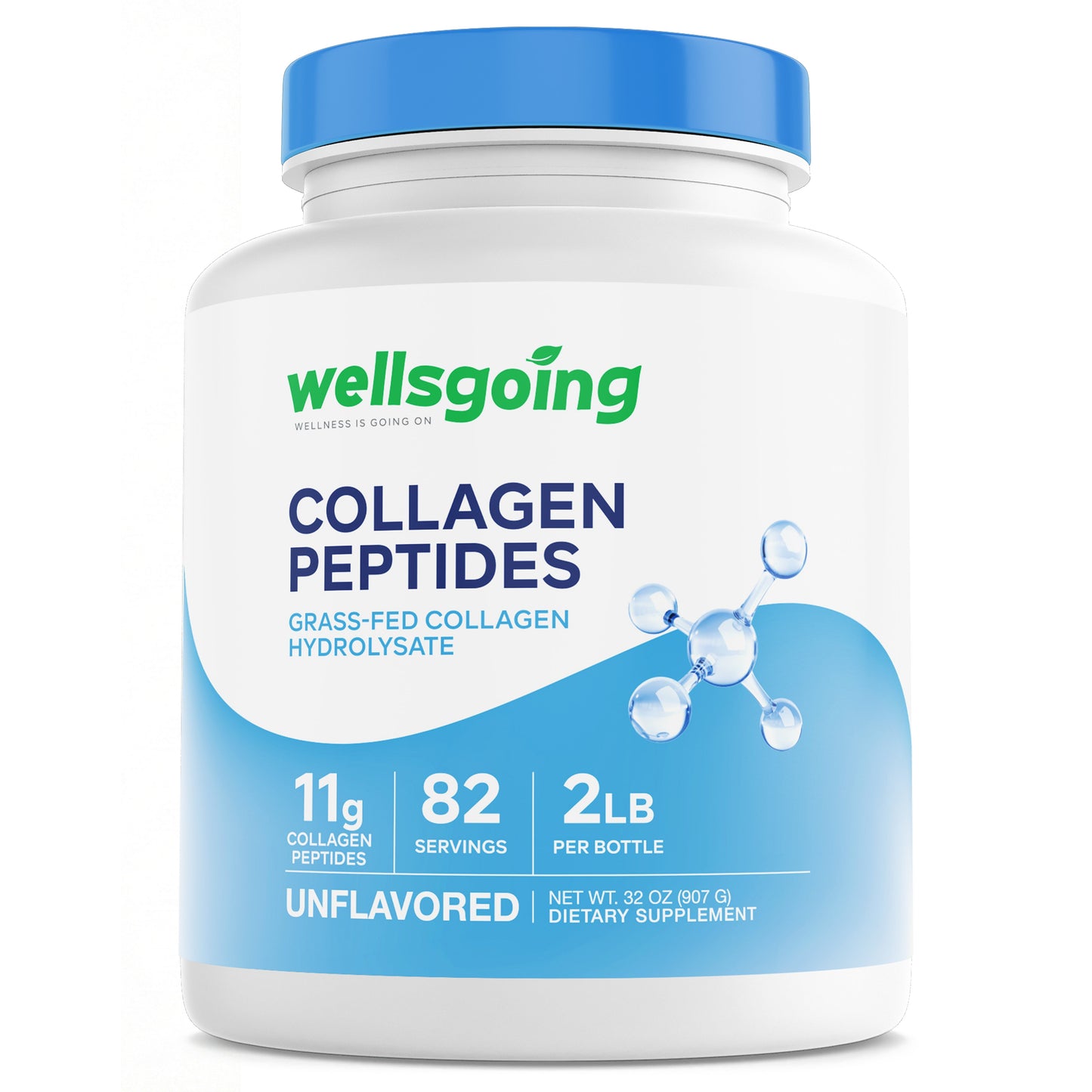 Wellsgoing Grass-Fed Collagen Peptides Powder – Hair, Skin & Joint Support (2 lb)