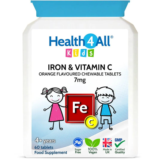 Health4All Kids Iron 7mg 90 Chewable Tablets, Orange Flavoured