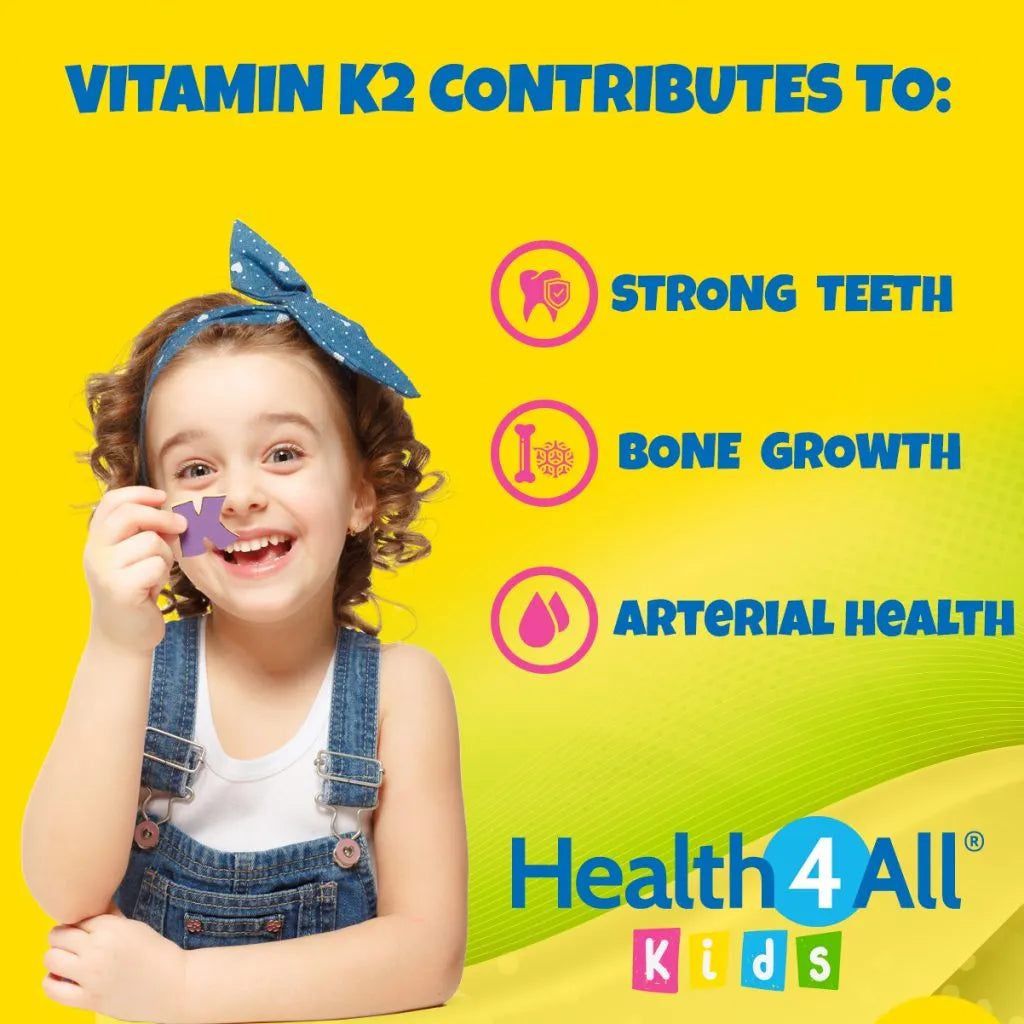 Health4All Kids Vitamin K2 MK-7 90 55mcg Chewable Tablets, Orange Flavored