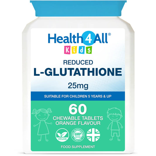 Health4All Kids L-Glutathione 90 25mg Chewable Tablets, Orange Flavored